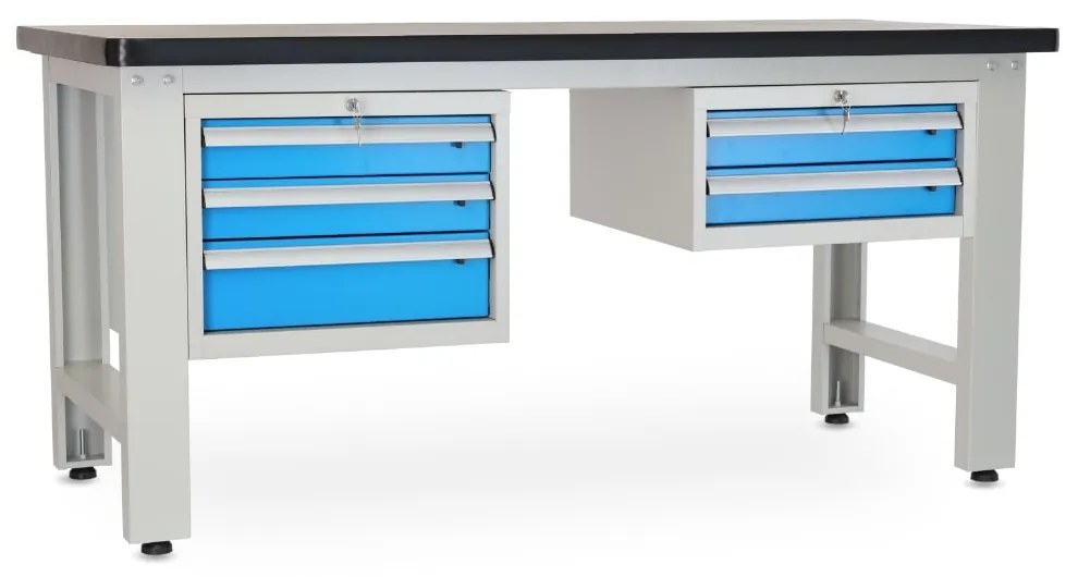 Dielenský stôl Solid MDF-32, 180 cm, 2 závesné boxy, čierna