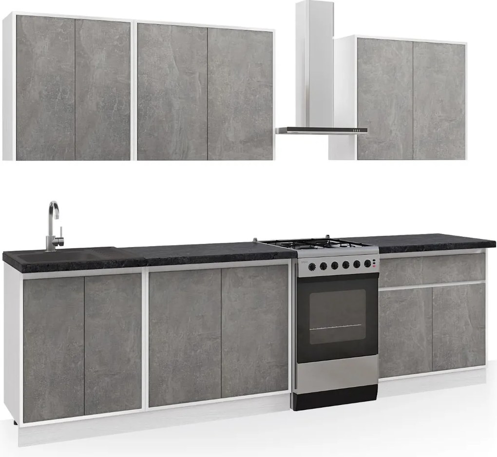 Kuchynská linka 220 MATEO, betón-biela