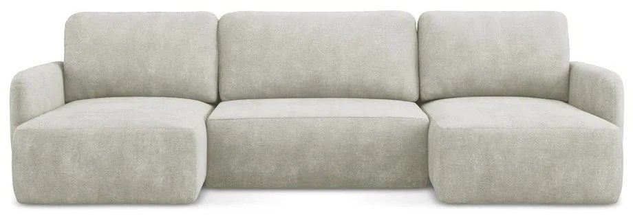 Krémová ženilková rozkladacia/s úložným priestorom rohová pohovka (do tvaru "U") Lilo – Makamii