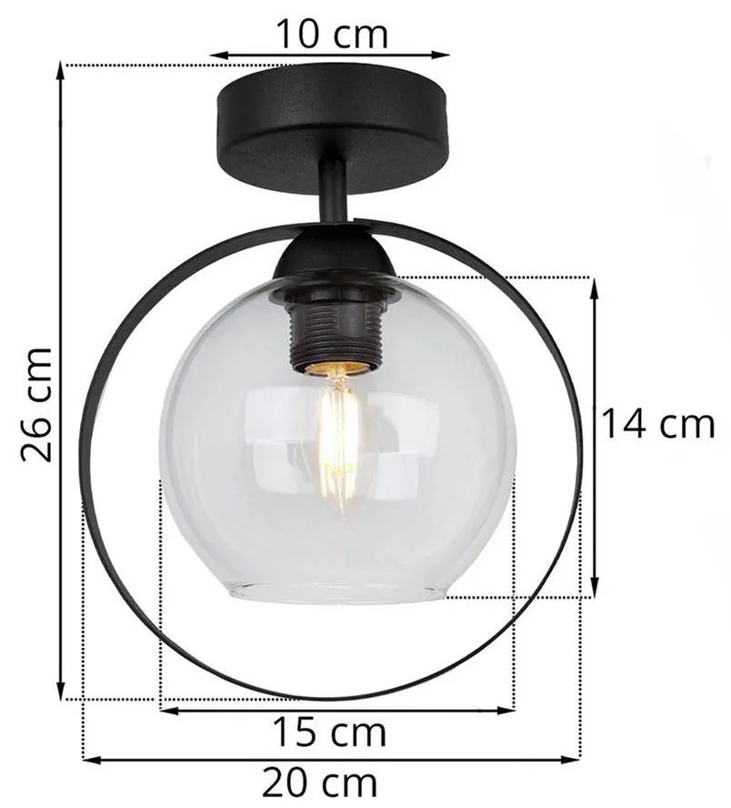 Stropné svietidlo Haga ring, 1x transparentné sklenené tienidlo