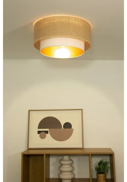 Stropné svietidlo SARTA 1×E27, 60 W, 230 V, priemer 45 cm, biela/juta