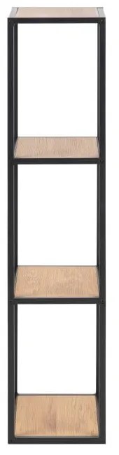 Nástenná knižnica v dekore duba v čierno-prírodnej farbe 37x108 cm Seaford – Actona