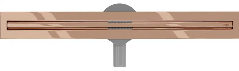 Mexen Flat nerezový sprchový žľab s rotačným 360° sifónom 60 cm, vzor SLIM, ružovo-zlatá, 1641060