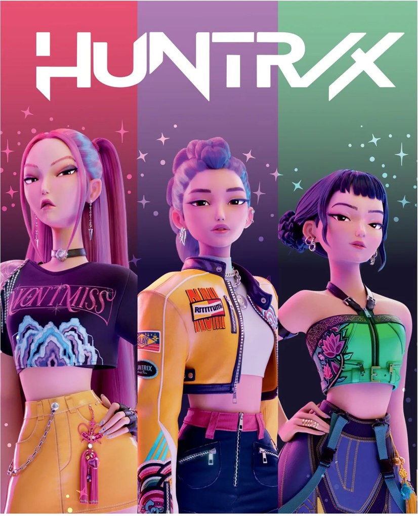 Detská coral fleece deka KPop Demon Hunters - HUNTR/X - motív Trio - 130x160 cm