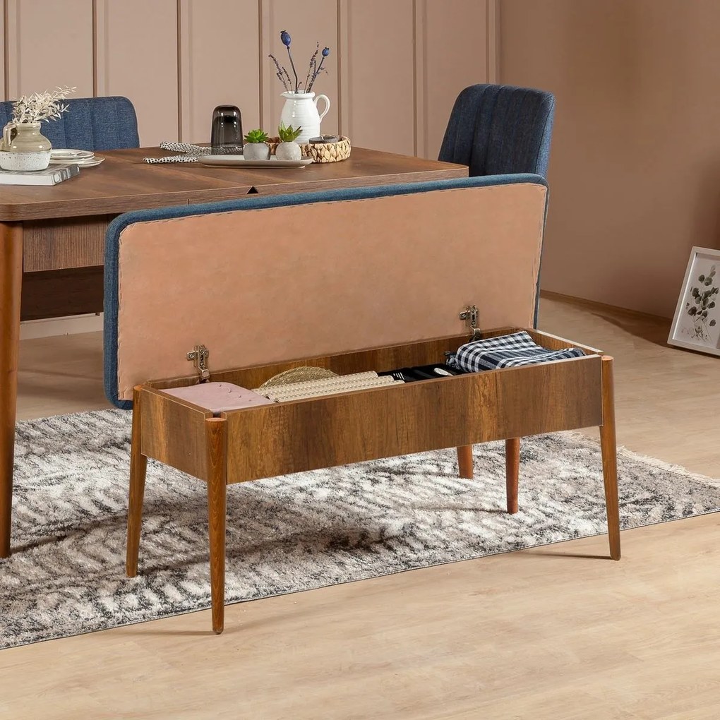 Lavica Vina Dark Blue and Walnut