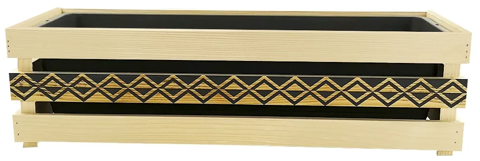 AMADEA Drevený obal na kvetináč s motívom kosoštvorcov, 62x21,5x17cm