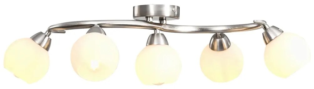 vidaXL Stropná lampa s keramickými tienidlami na 5 žiaroviek E14 biela guľa