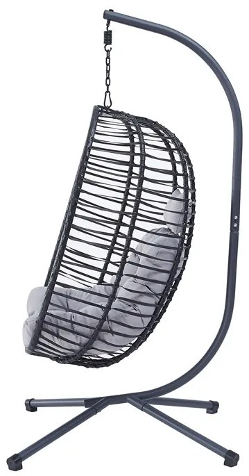 Autronic BONTEC Závesné kreslo, kov, polyratan, sivá, AZ-V1289 GREY Farba: Šedá