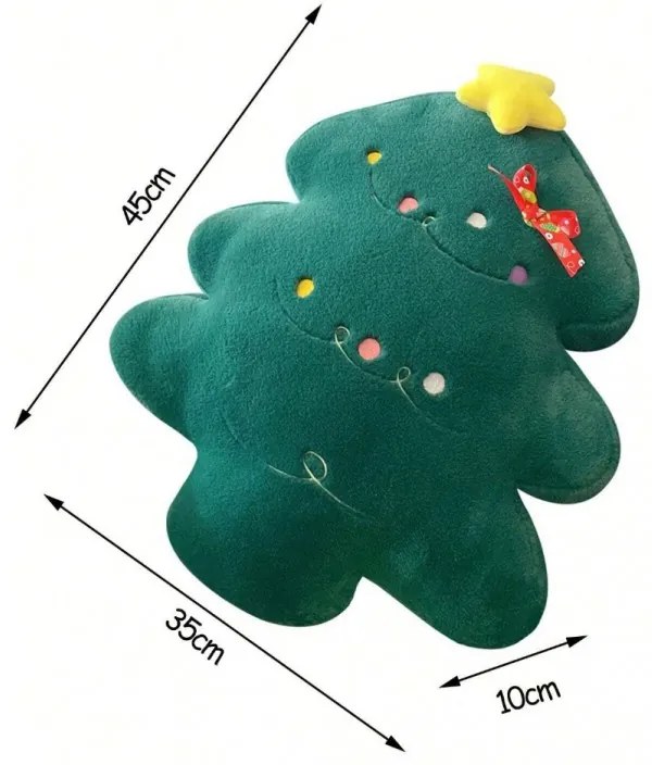 Zamatový dekoračný vankúš v tvare stromčeka MERRYLY, zelený