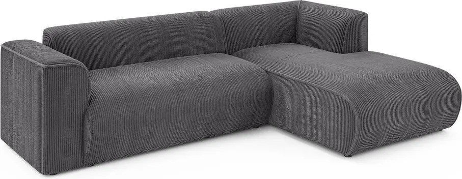 Tmavosivá menčestrová rohová pohovka (pravý roh/s leňoškou) Merid – Ropez