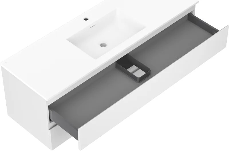 Mexen Orio, kúpeľňová skrinka 140 cm s umývadlom Otis, 2 zásuvky, biela matná, 91A10-14047-2-BFF01-W18M01
