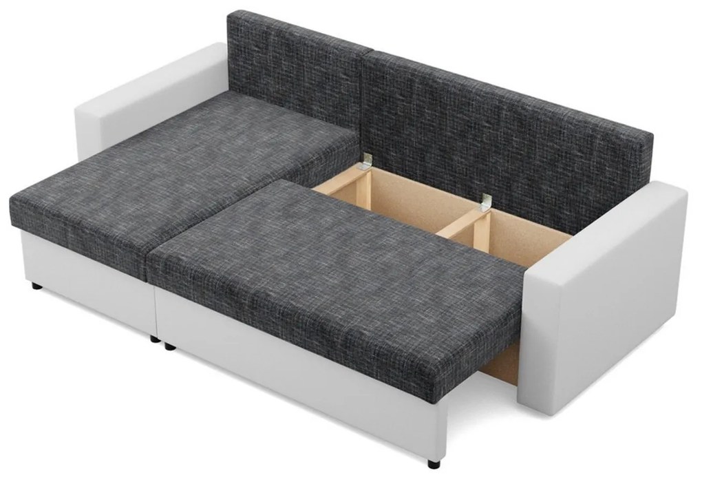 Rohová rozkladacia sedacia súprava LUNA Sivá/biela I
