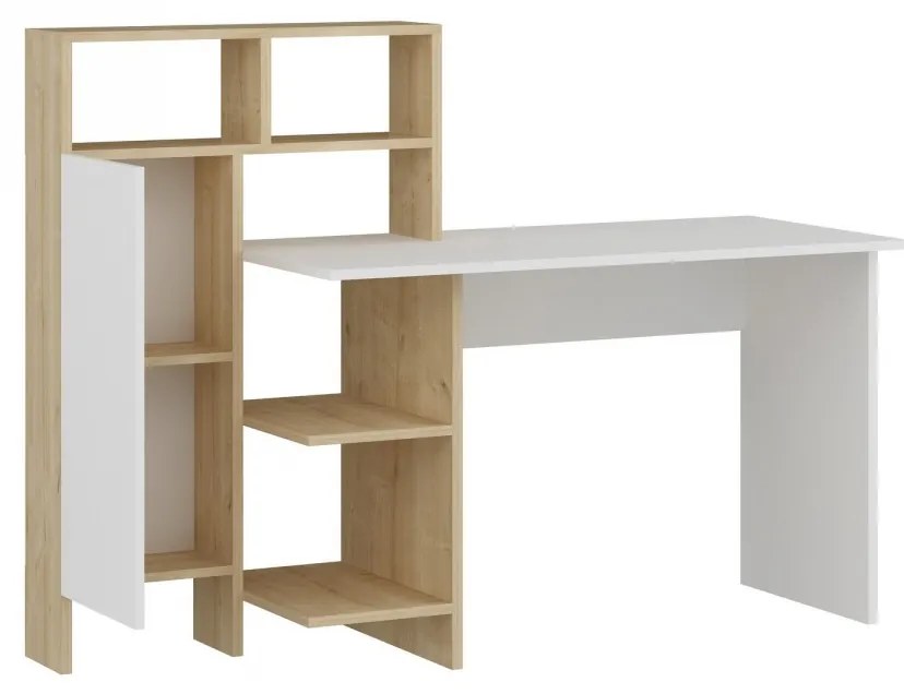 Písací stôl s policou Bugra biela/dub sonoma