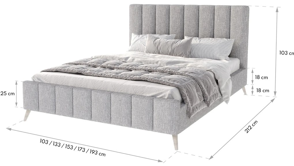 Čalúnená manželská posteľ Safar - krémová Rozmer: 140x200
