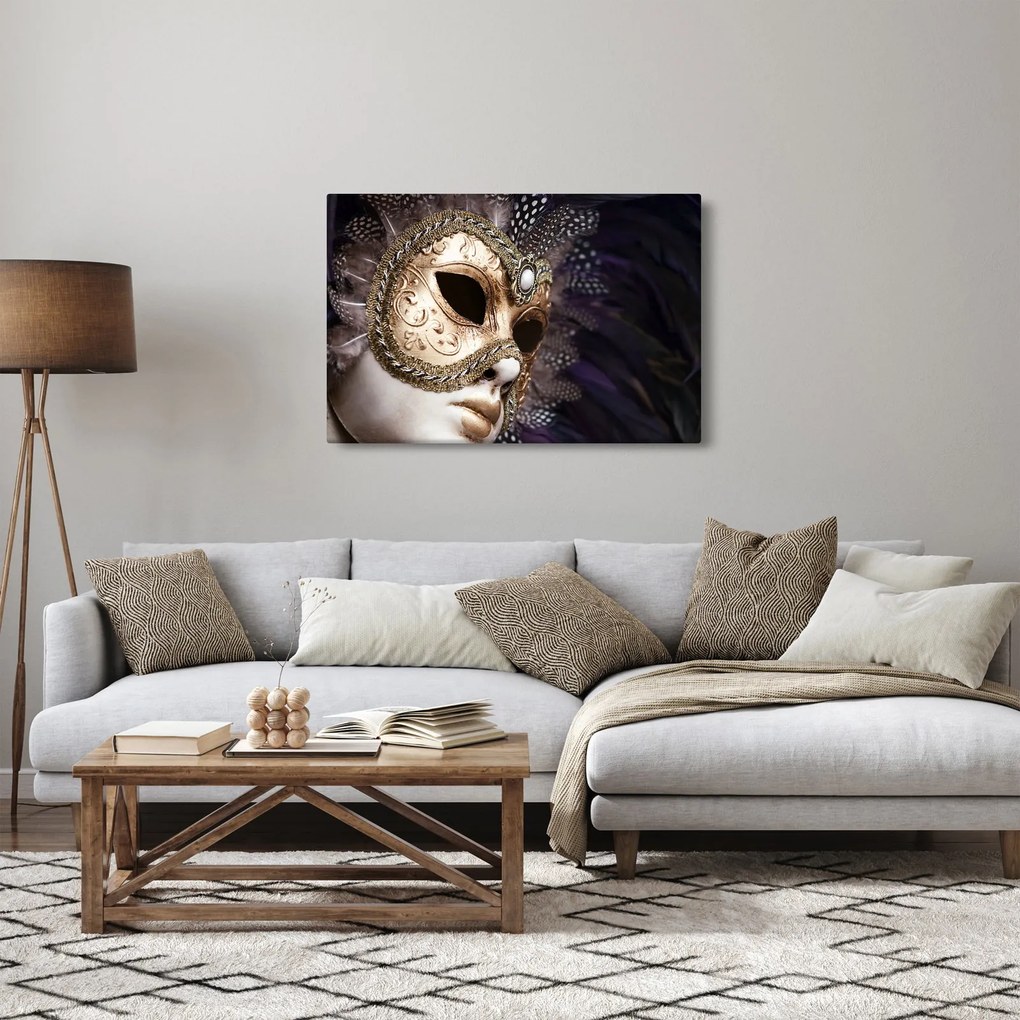 Obraz sochy so škraboškou (90x60 cm)