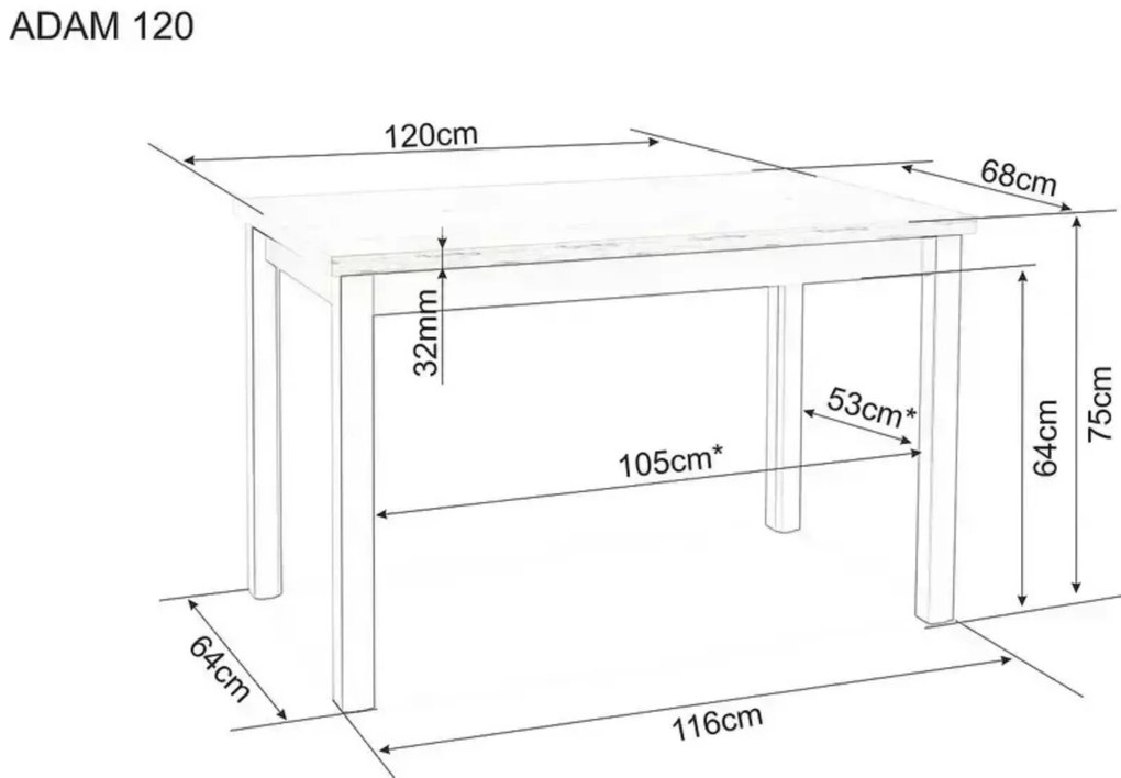 Jídelní stůl Adam 120 cm kašmír/dub cremona torro