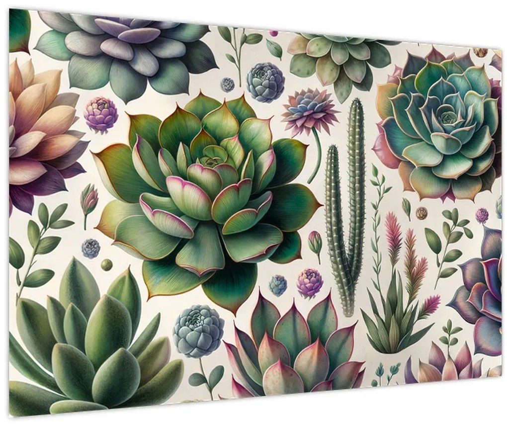 Obraz - Sukulenty (90x60 cm)