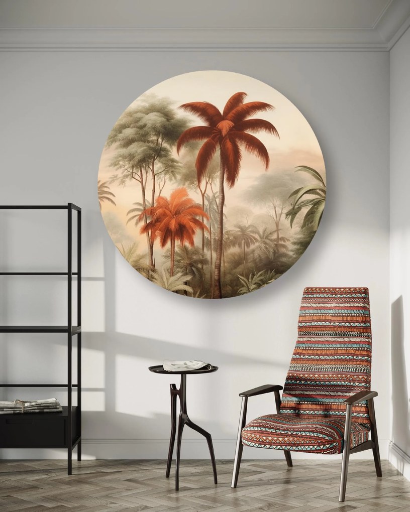 Gario Okrúhly obraz na plátne Oranžové palmy v tropickej džungli Rozmery: 60 x 60 cm