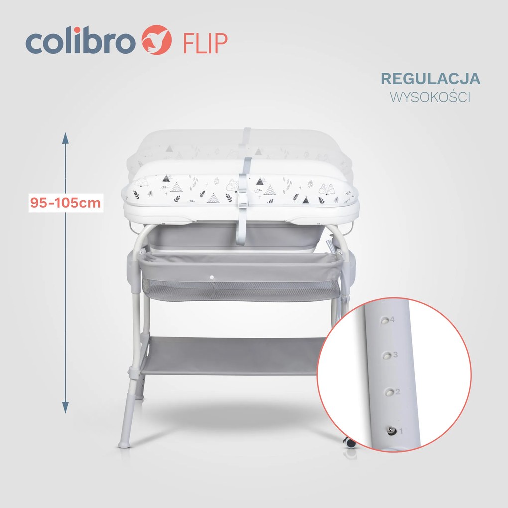 Detský skladací prebaľovací pult s vaničkou Colibro FLIP