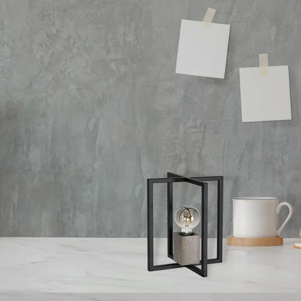 Stolná lampa Ralph, 1x drevené/čierne kovové tienidlo, b