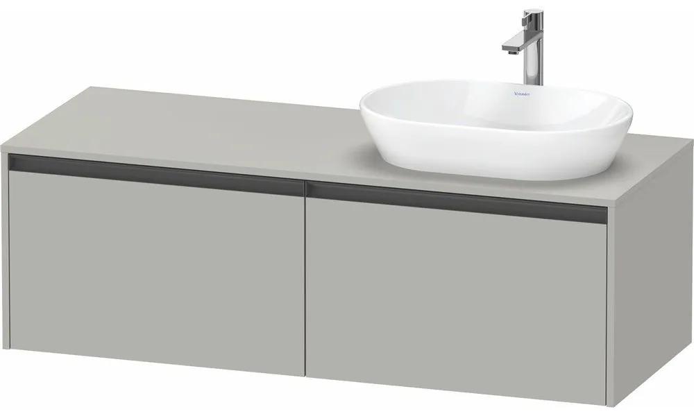 DURAVIT Ketho 2 závesná skrinka pod umývadlo na dosku (umývadlo vpravo), 2 zásuvky, 1400 x 550 x 459 mm, betón šedá matná, K24888R07070000