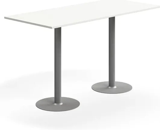 Barový stôl ALVA, 1800x800x1000 mm, HPL, strieborná/biela