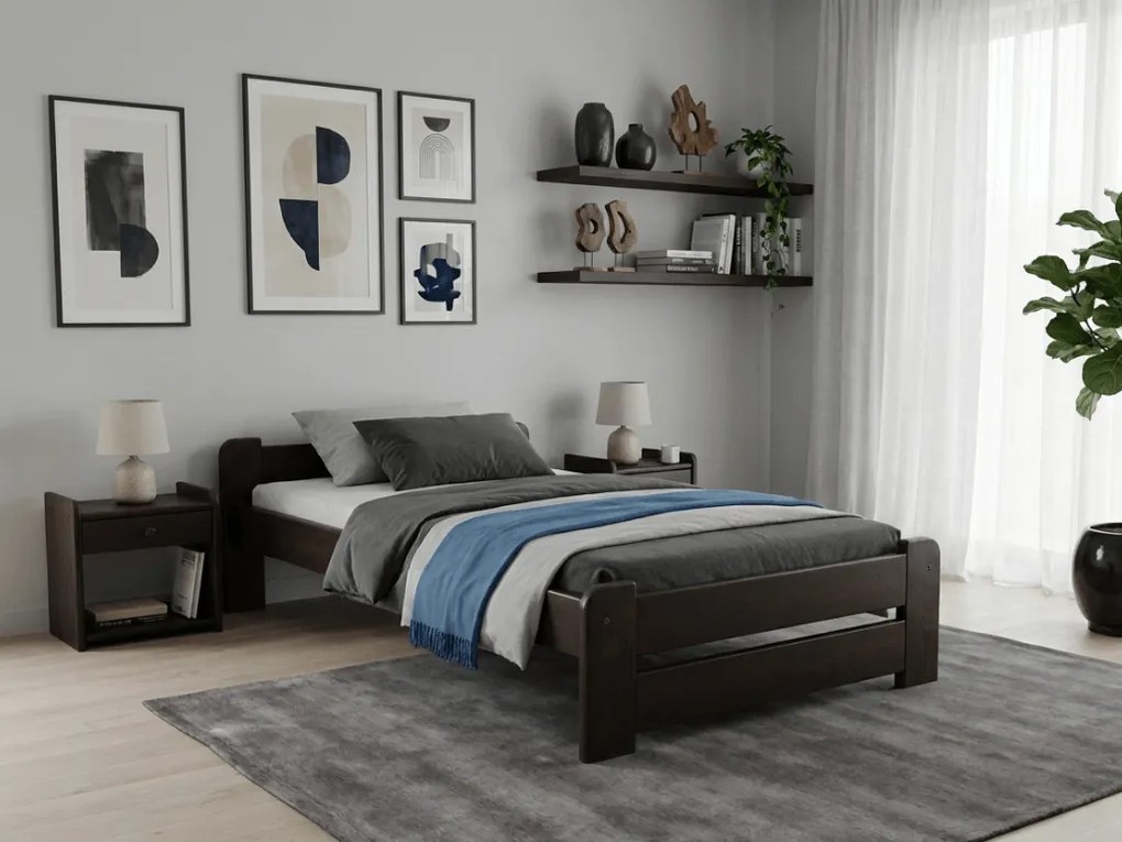 Posteľ Emily 90 x 200 cm, orech Rošt: S latkovým roštom, Matrac: Matrac COCO MAXI 20 cm