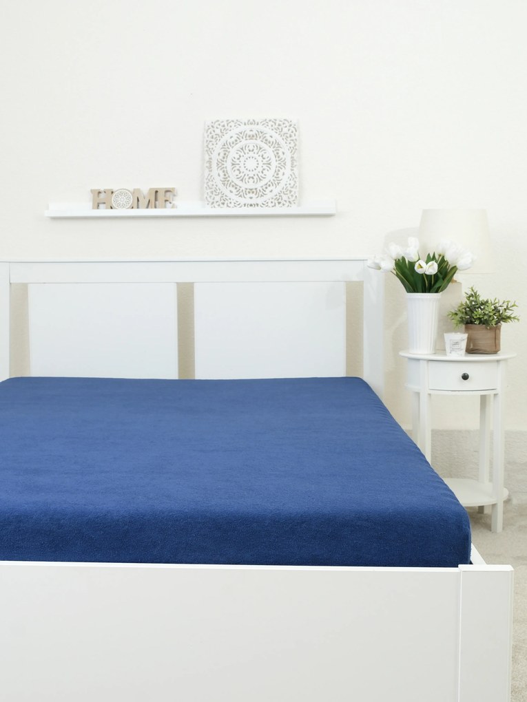 Froté plachta 160 × 200 cm - tmavo modrá
