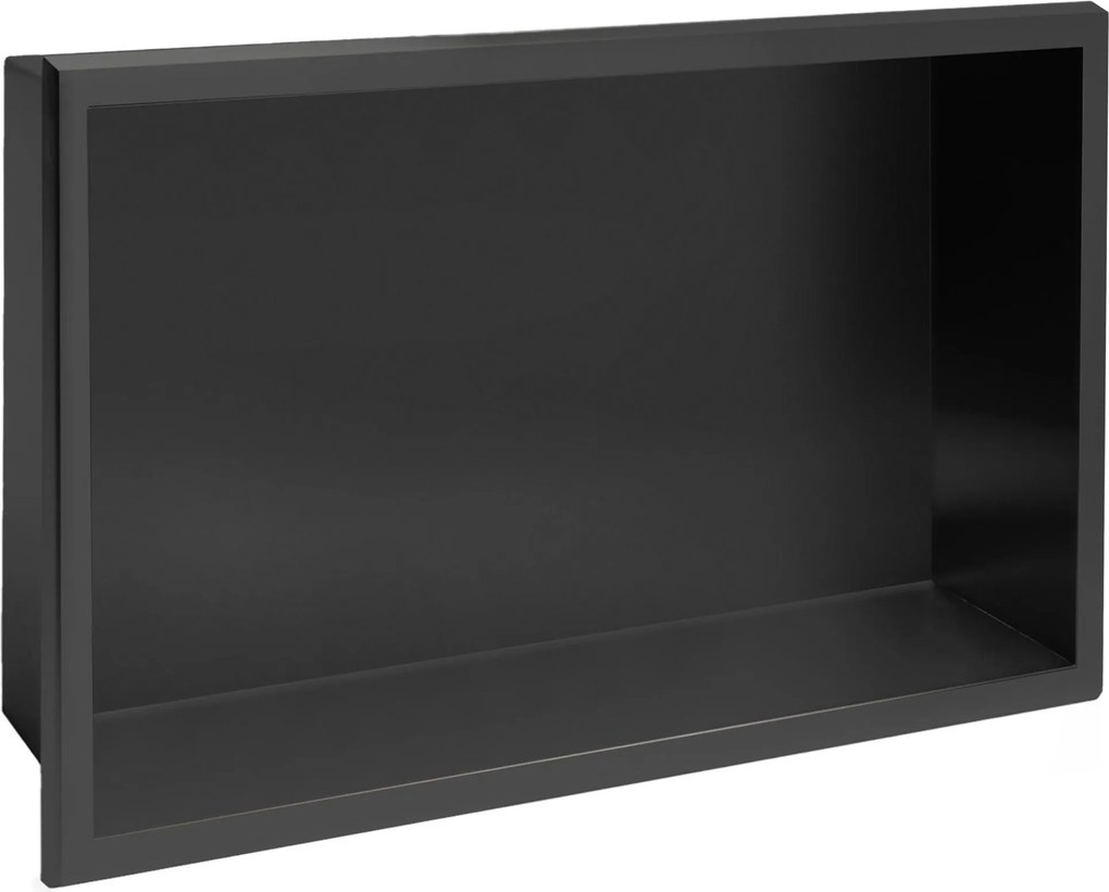 Rea Rea, oceľová kúpeľňová polička 45x30 cm, čierna matná, REA-05604