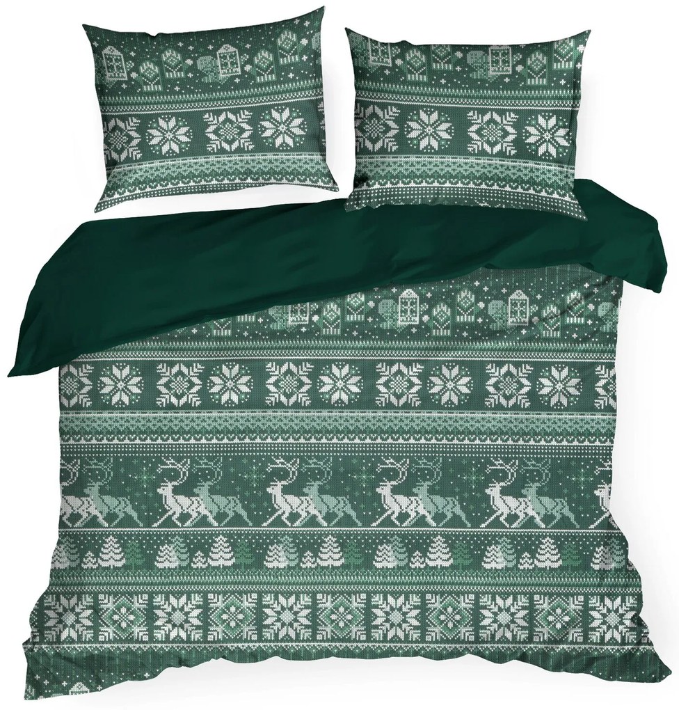 VIANOČNÉ RENFORCÉ OBLIEČKY CLOVER 140X200 CM, 1 KS 70X80 CM VZOROVANÉ