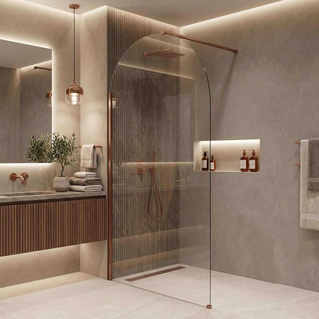 Rea Heaven, sprchová zástena Walk-in 110 cm, medená matná, REA-K6688