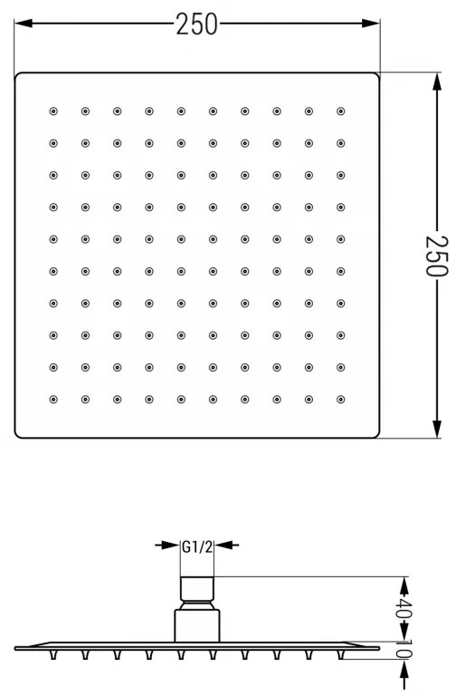 Mexen Sprchová hlavica Slim nerezová 25 x 25 cm, chróm, 79125-00