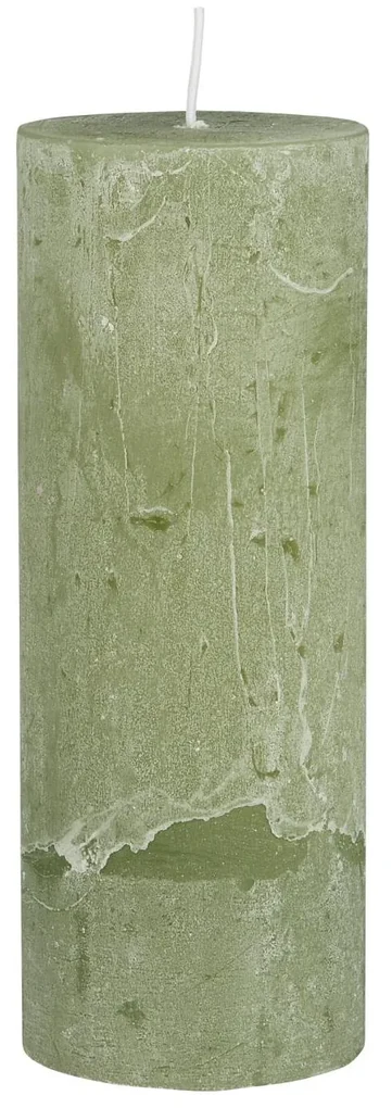 IB Laursen Stĺpová sviečka RUSTIC GREEN TEA 18 cm zelená