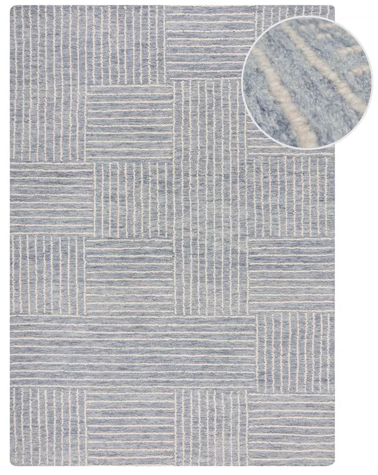 Svetlomodrý ručne tkaný vlnený koberec 160x230 cm Memphis Wool – Flair Rugs