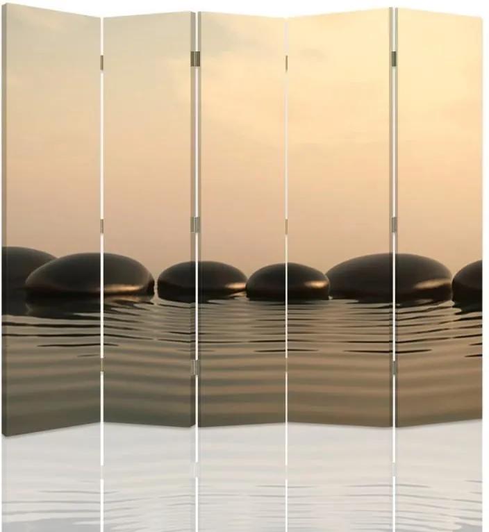 CARO Paraván - Zen Stones 5 | päťdielny | obojstranný 180x150 cm