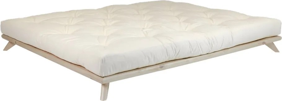 Dvojlôžková posteľ z borovicového dreva s matracom Karup Design Senza Double Latex Natural/Natural, 160 × 200 cm