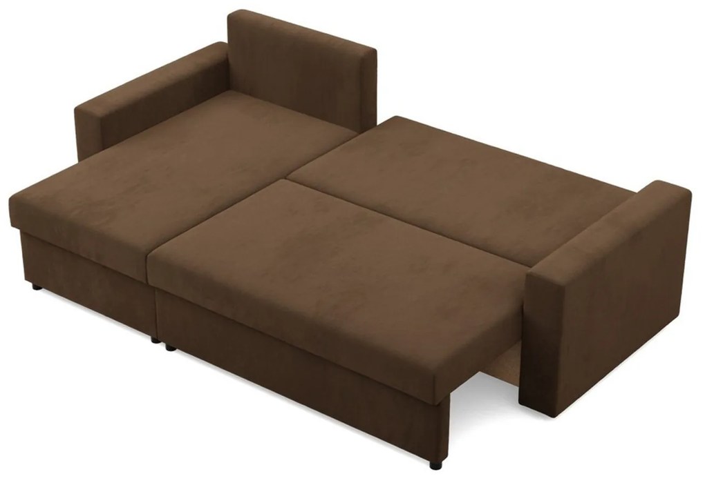 Rohová rozkladacia sedacia súprava NEO - rovný bok - model 2 Hnedá