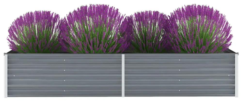 vidaXL Vyvýšený záhradný záhon, pozinkovaná oceľ 240x80x45 cm, sivý