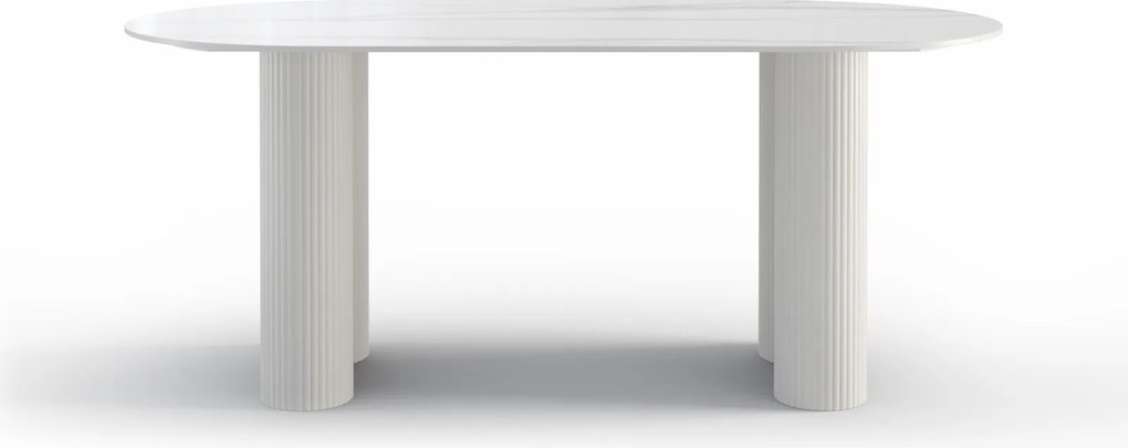 Jedálenský oválny stôl Ribeira 180 cm biely/mramor
