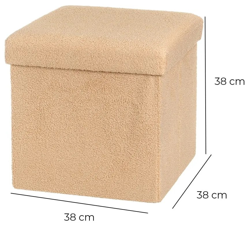 Svetlohnedý taburet z textílie buklé Folding – Casa Selección