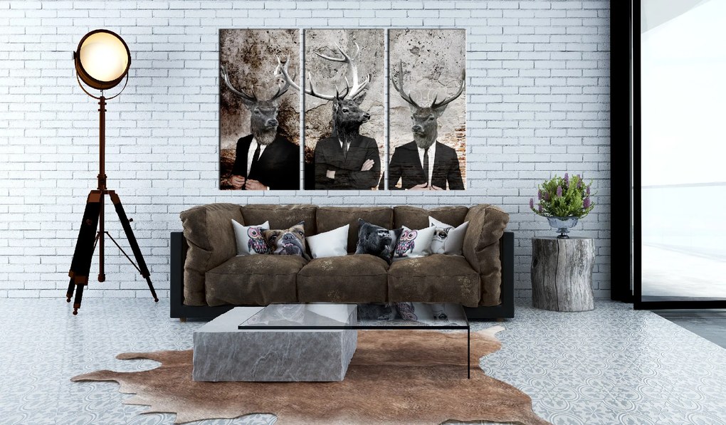 Artgeist Obraz - Deer in Suits I Veľkosť: 90x60, Verzia: Premium Print