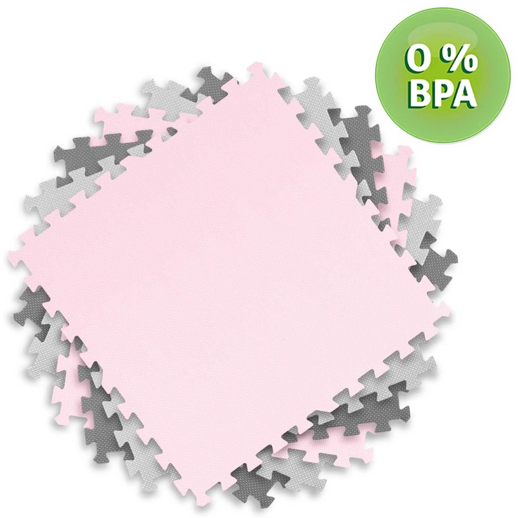 Ricokids Penová podložka na puzzle 180x180cm 9 ks sivá ružová