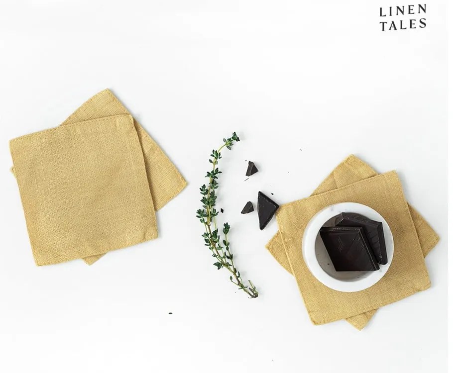 Žlté látkové obrúsky v súprave 4 ks - Linen Tales