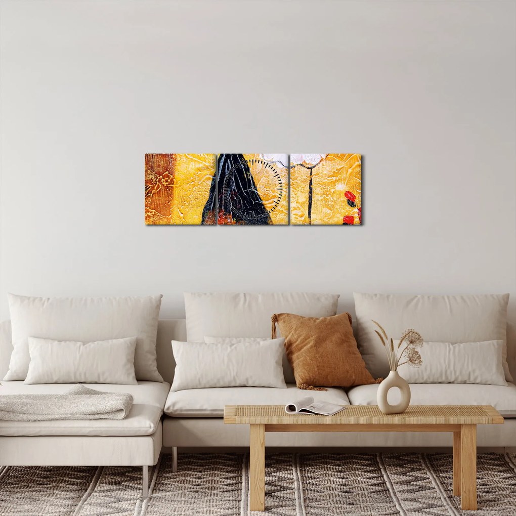 Obraz - Tancujúce baletky, olejomaľba (s hodinami) (90x30 cm)