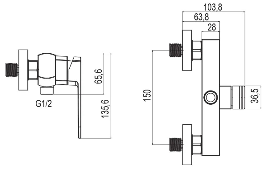 Mereo Mereo, Sprchová nástenná batéria, Mada, 150 mm, bez príslušenstva, chróm, MER-CBQ60103M