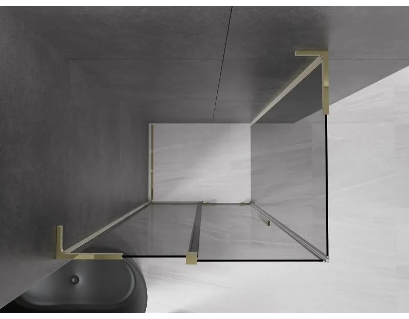 Mexen Velar L, sprchový kút s posuvnými dverami 100 x 85 cm, 8mm šedé sklo, zlatá lesklá, 871-100-085-43-50