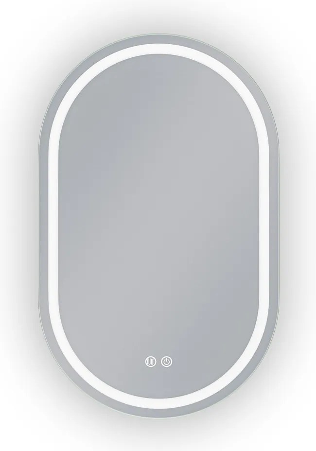 Erga Lyra, oválne LED zrkadlo 50x80cm, 3 farby svetla, predné a zadné osvetlenie, vyhrievacia podložka proti zapareniu, ERG-V01-Lyra-5080-CL