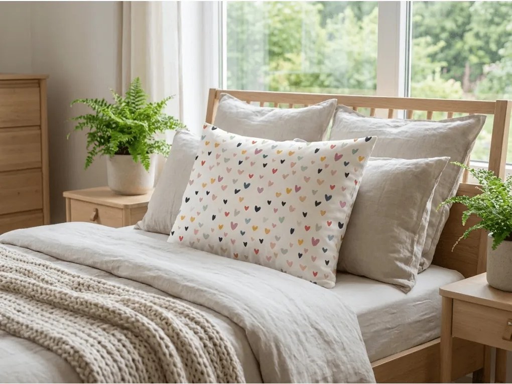 Bavlnená obliečka na vankúš DOTHEARTS POLY 50x70 cm, krémová