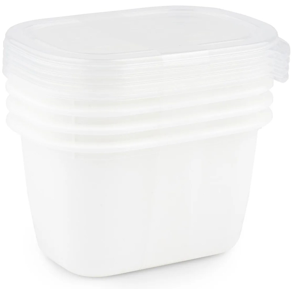 Plastové dózy do mrazničky, Rotho FREEZE, biela, sada 4 x 0,75l (16x11x14)