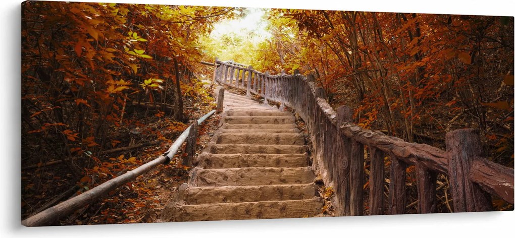 Obraz - Schody v prírode na jeseň (120x50 cm)